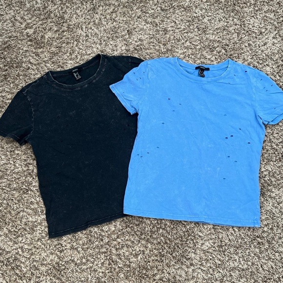 Blue & Charcoal Black Distressed Tee Bundle - Picture 2 of 9